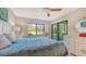 Bedroom with a queen bed and sliding door to patio at 7788 Eagle Creek Dr # 7788, Sarasota, FL 34243