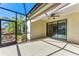 Spacious screened patio with ceiling fan at 1269 Backspin Dr, Englewood, FL 34223