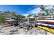 Wooden kayak racks and stairs leading to a platform at 1713 Starling Dr # 1713, Sarasota, FL 34231