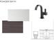Modern powder bath design featuring a black faucet, light countertop, and dark wood cabinet finish at 1802 Field Rd, Sarasota, FL 34231