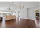 Open living room with hardwood floors, high ceilings, and neutral color scheme at 4818 61St Avenue W Ter, Bradenton, FL 34210