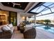 Outdoor patio with pool, seating area, and kitchen at 1209 Blue Shell Loop, Sarasota, FL 34240