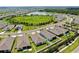 Aerial view showcasing homes and a serene lake surrounded by lush green landscapes at 3718 Mossy Limb Ct, Palmetto, FL 34221