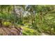 Landscaped backyard with a path and tropical plants at 9291 Swaying Branch Rd, Sarasota, FL 34241