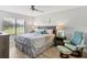 Main bedroom with comfy seating, large bed, and view at 5769 Avista Dr # 5769, Sarasota, FL 34243