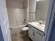 Clean bathroom with single vanity and a shower/tub combo at 890 Indus Rd, Venice, FL 34293