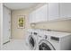 Laundry room with side-by-side washer and dryer, and cabinets at 1241 Gulf Of Mexico Dr # 708, Longboat Key, FL 34228