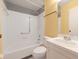 Bathroom with shower, toilet, and white vanity at 2465 Northside Dr # 906, Clearwater, FL 33761