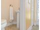 Small bathroom with pedestal sink and tile floor at 1900 Colleen St, Sarasota, FL 34231