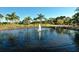 Water fountain in a pond, palm trees surround at 4416 Weybridge # 90, Sarasota, FL 34235