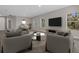 Comfortable living room offering neutral colors, hard surface floors, and backyard views at 1800 S San Mateo Dr, North Port, FL 34288