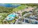 Aerial view of community clubhouse, pool, and golf course at 6771 Wild Lake Ter, Bradenton, FL 34212