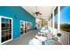 Screened porch with outdoor seating and ceiling fans at 508 Woodstork Cir, Bradenton, FL 34209