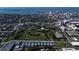 Cityscape shot from above looking toward an urban park and residential homes in the foreground at 217 S Shade Ave, Sarasota, FL 34237