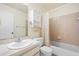 Clean bathroom with shower/tub combo and updated vanity at 6352 Coniston Ter, North Port, FL 34287