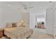 Bedroom with a queen bed and built-in work space at 5331 Siesta Cove Dr, Sarasota, FL 34242