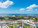 Aerial view showcases the property's waterfront location at 540 N Tamiami Trl # 1201, Sarasota, FL 34236