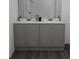 Double vanity bathroom with gray cabinets and a modern design at 13020 Cedar Elm Lane, Parrish, FL 34219
