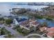Waterfront property aerial view, showcasing a large home and private dock at 1348 Harbor Dr, Sarasota, FL 34239
