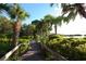 Wooden boardwalk path through tropical foliage at 1717 Pelican Cove Rd # 334, Sarasota, FL 34231