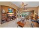 Open living room showcasing a view of the patio at 6023 Wingspan Way, Bradenton, FL 34203