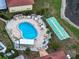 Aerial view showing pool and shuffleboard at 4423 Narraganset Trl # 63A, Sarasota, FL 34233