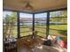 Bright sunroom with lake view, rocking chairs, and comfy seating at 449 Botticelli Dr # 449, Nokomis, FL 34275