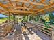 Covered picnic area with wooden benches and tables at 1049 River Wind Cir, Bradenton, FL 34212