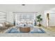 Bright living room with shuttered windows, neutral sofa, blue rug and decorative accents, perfect for relaxing and entertaining at 117 Hillcrest Dr, Bradenton, FL 34209