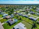 Aerial view showing homes with green lawns and swimming pools at 138 Paddington Rd, Venice, FL 34293