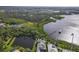 Panoramic aerial view of the property showcasing the waterfront homes, community amenities and lush green surroundings at 2603 River Woods Dr, Parrish, FL 34219