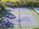 An aerial shot of the two tennis courts surrounded by lush trees and greenery within the property at 2603 River Woods Dr, Parrish, FL 34219