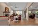 Spacious living room featuring a fireplace and comfortable leather seating at 3410 Avenida Madera # B, Bradenton, FL 34210