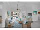Bright, staged living room with white decor, comfortable seating, area rug and water view at 455 Park Trace Blvd, Osprey, FL 34229
