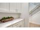 Modern kitchen features white shaker cabinets, quartz countertops, and stainless steel appliances at 2492 S Milmar Dr, Sarasota, FL 34237