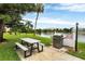 Community gas grill and picnic table near lake at 3532 Lake Bayshore Dr # K117, Bradenton, FL 34205