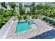 Aerial view of the private pool and spa at 2425 Floyd St, Sarasota, FL 34239