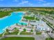 Aerial view of the community's lagoon pool at 17014 Wave Tressle Pl, Wimauma, FL 33598