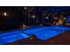 Stunning pool area at night, featuring a spa and captivating lighting at 13415 Swiftwater Way, Bradenton, FL 34211