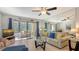 Living room features a comfy sofa, glass coffee table, and sliding doors to a screened porch at 304 Spring Lakes Blvd # 304, Bradenton, FL 34210