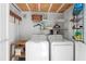 Laundry room with washer, dryer, and ample shelving at 2107 Palma Sola Blvd # 84, Bradenton, FL 34209