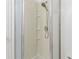 Clean shower with glass enclosure and multiple shelves at 2107 Palma Sola Blvd # 84, Bradenton, FL 34209