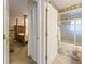 Clean bathroom with shower/tub combo and vanity at 3511 Camino Real, Sarasota, FL 34239