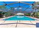 Community pool with screened enclosure and lounge chairs at 4477 Sandner Dr, Sarasota, FL 34243