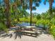 Relaxing waterfront picnic area with shaded tables at 1245 Mill Creek Rd, Bradenton, FL 34212