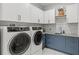 Modern laundry room with white cabinets, a gray countertop, and a sink at 1335 2Nd St # 301, Sarasota, FL 34236