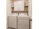 Laundry room with washer, dryer, cabinets and shelving at 17921 Canopy Pl, Bradenton, FL 34211
