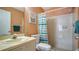 Clean bathroom with shower/tub combo and striped shower curtain at 3609 59Th W Ave # 4045, Bradenton, FL 34210