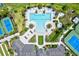 Bird's-eye view of the community pool and surrounding amenities at 5628 Long Shore Loop, Sarasota, FL 34238