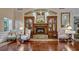 Elegant clubhouse interior with fireplace and comfortable seating at 7153 Drewrys Blf, Bradenton, FL 34203